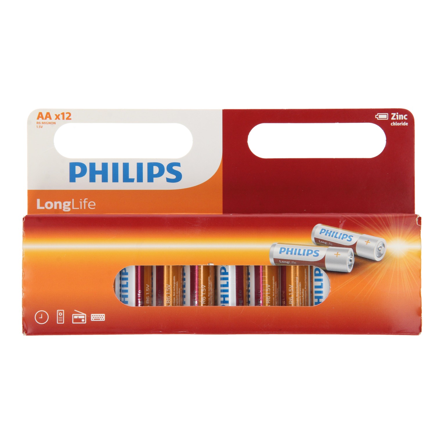 Philips Longlife Batterij Zinc AA/R6, 12st. - Klik op de afbeelding om het venster te sluiten