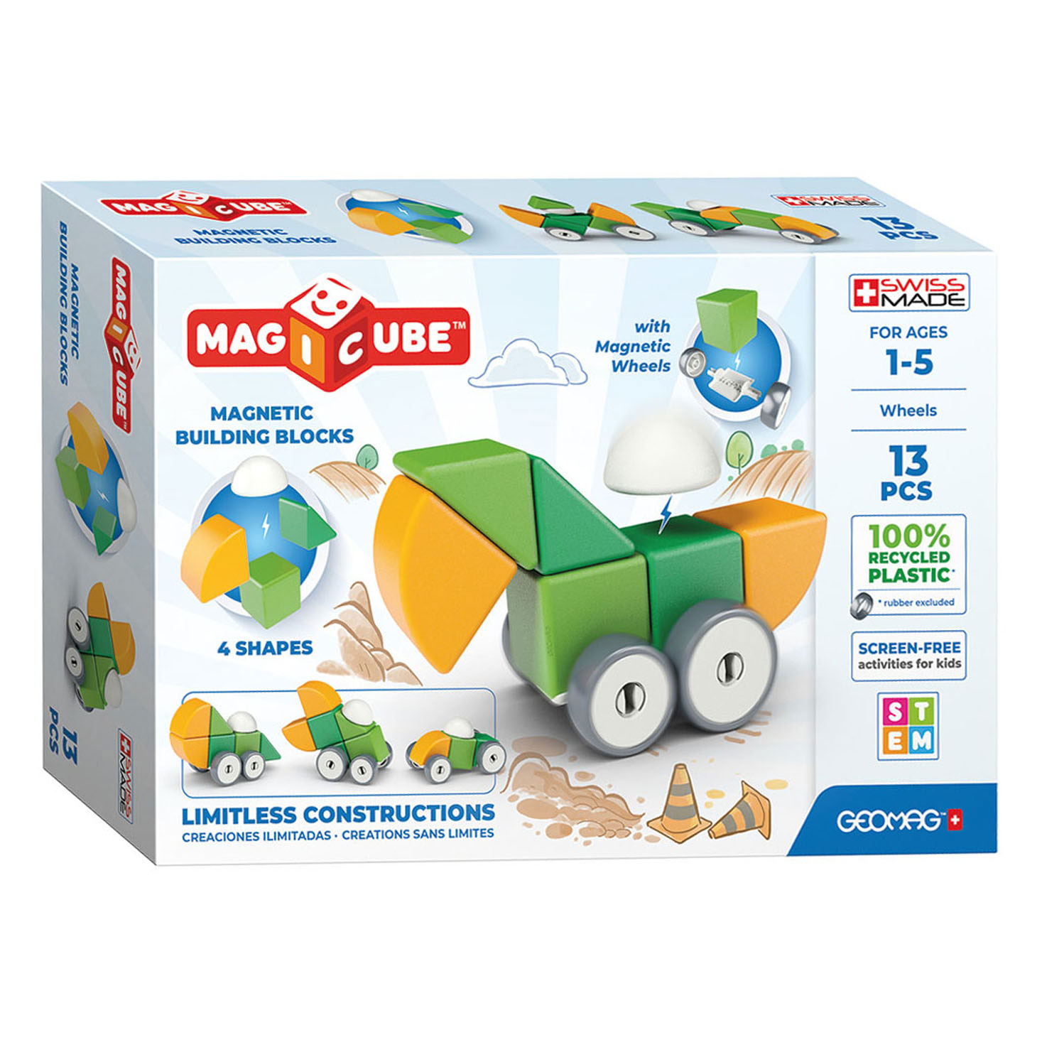 Geomag Magicube 4 Shapes Recycled Wheels, 13dlg. - Klik op de afbeelding om het venster te sluiten