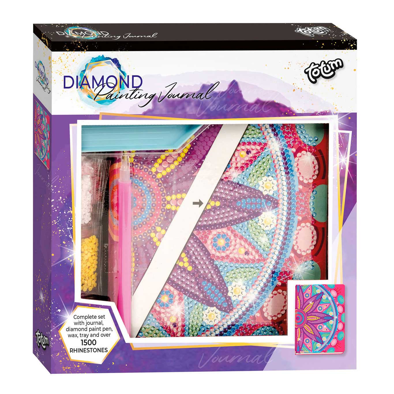 Totum Diamond Painting Dagboek - Flower Mandala Roze - Klik op de afbeelding om het venster te sluiten
