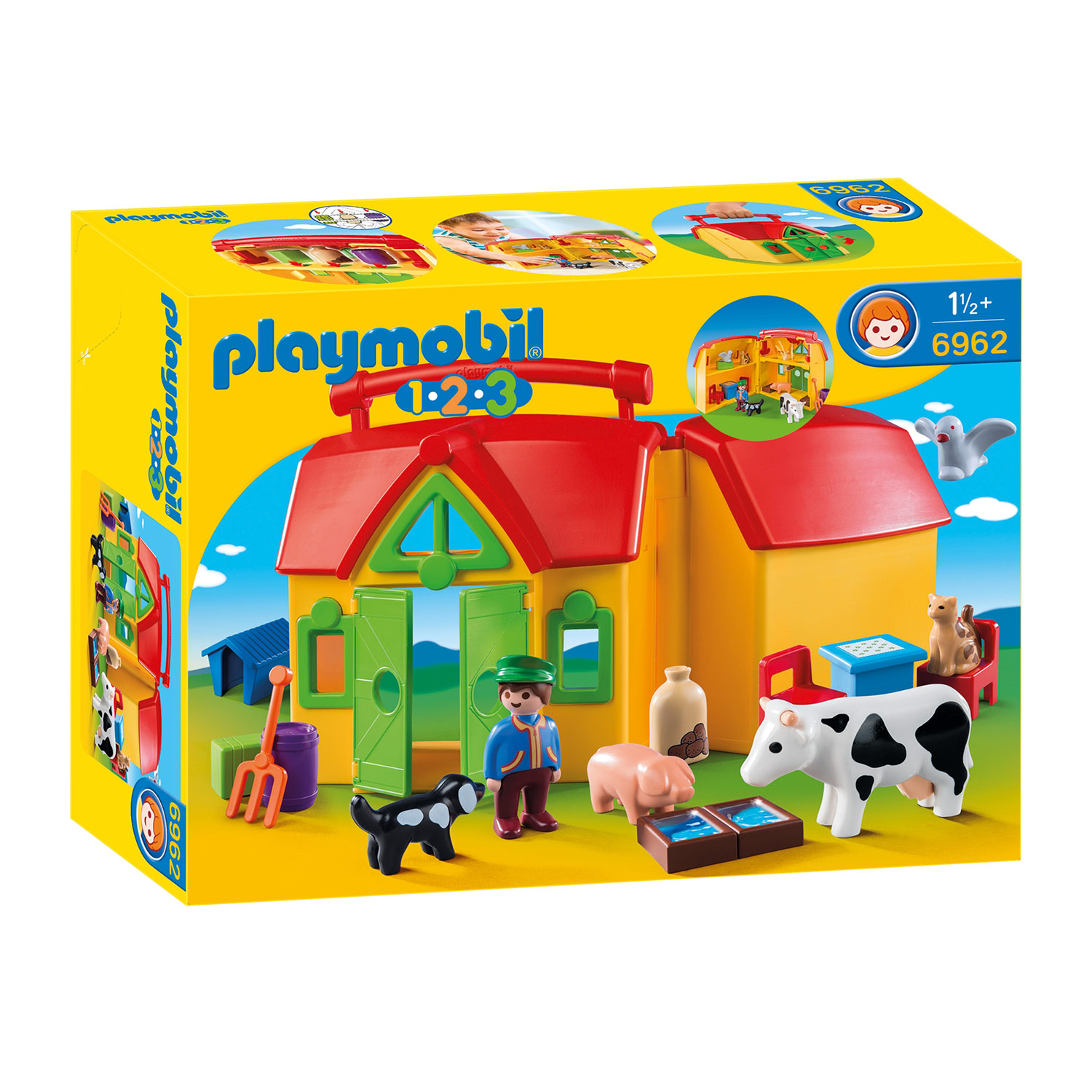 Playmobil 1.2.3. Meeneemboerderij met Dieren - 6962 - Klik op de afbeelding om het venster te sluiten