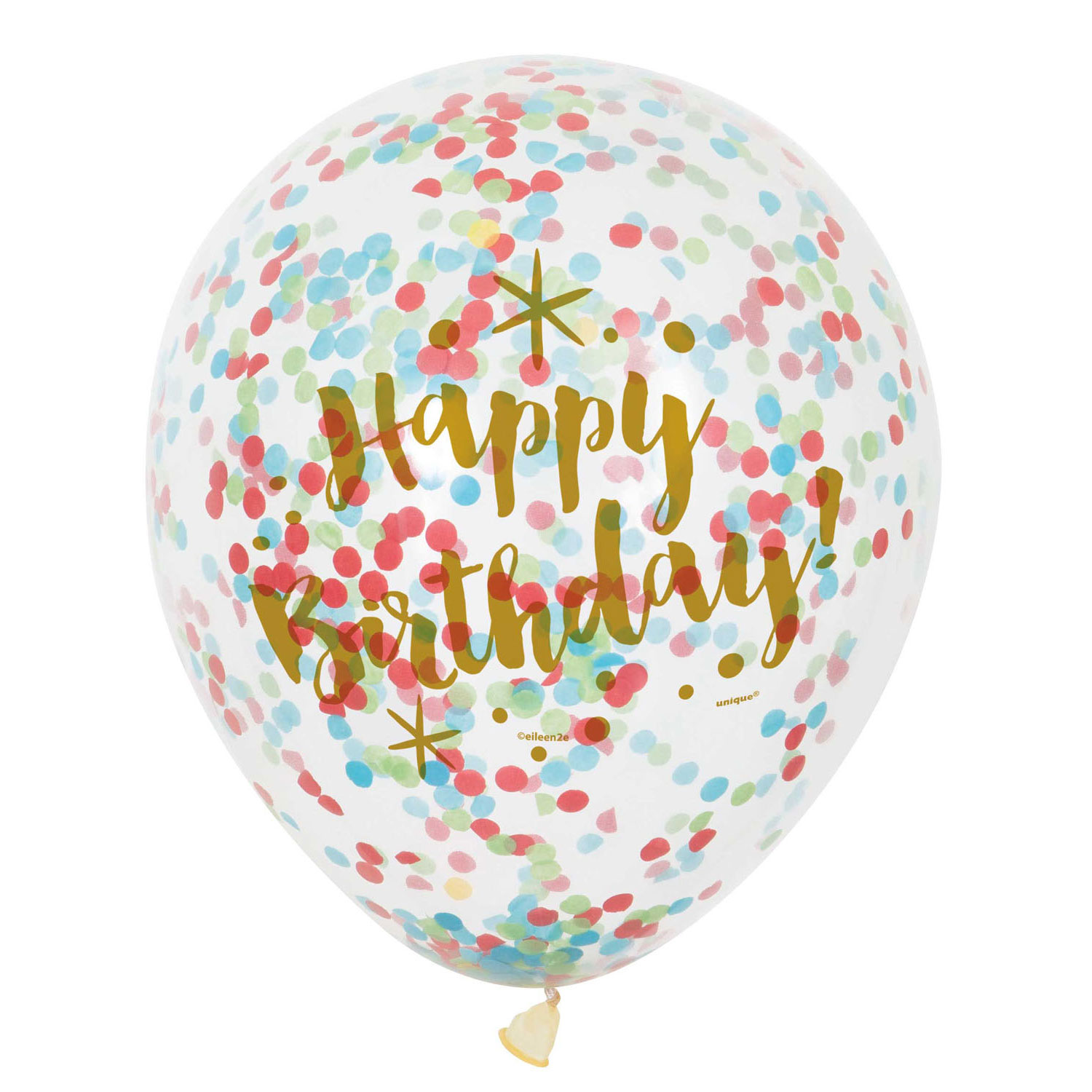 Confetti Ballonnen Happy Birthday, 6st. - Klik op de afbeelding om het venster te sluiten