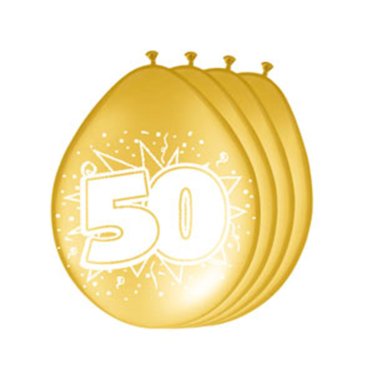 Cijfer Ballonnen 50 jaar Goud, 8st. - Klik op de afbeelding om het venster te sluiten