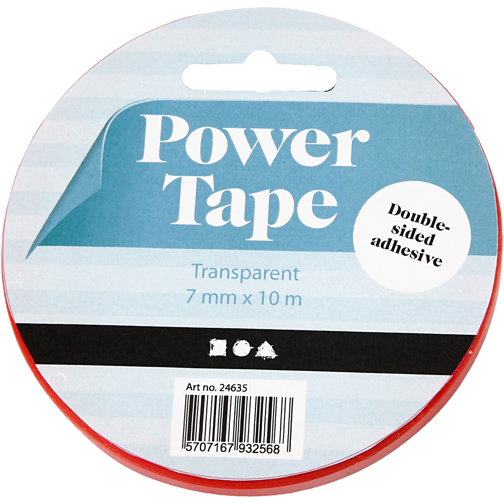 Dubbelzijdig Klevend Power Tape 7mm, 10m
