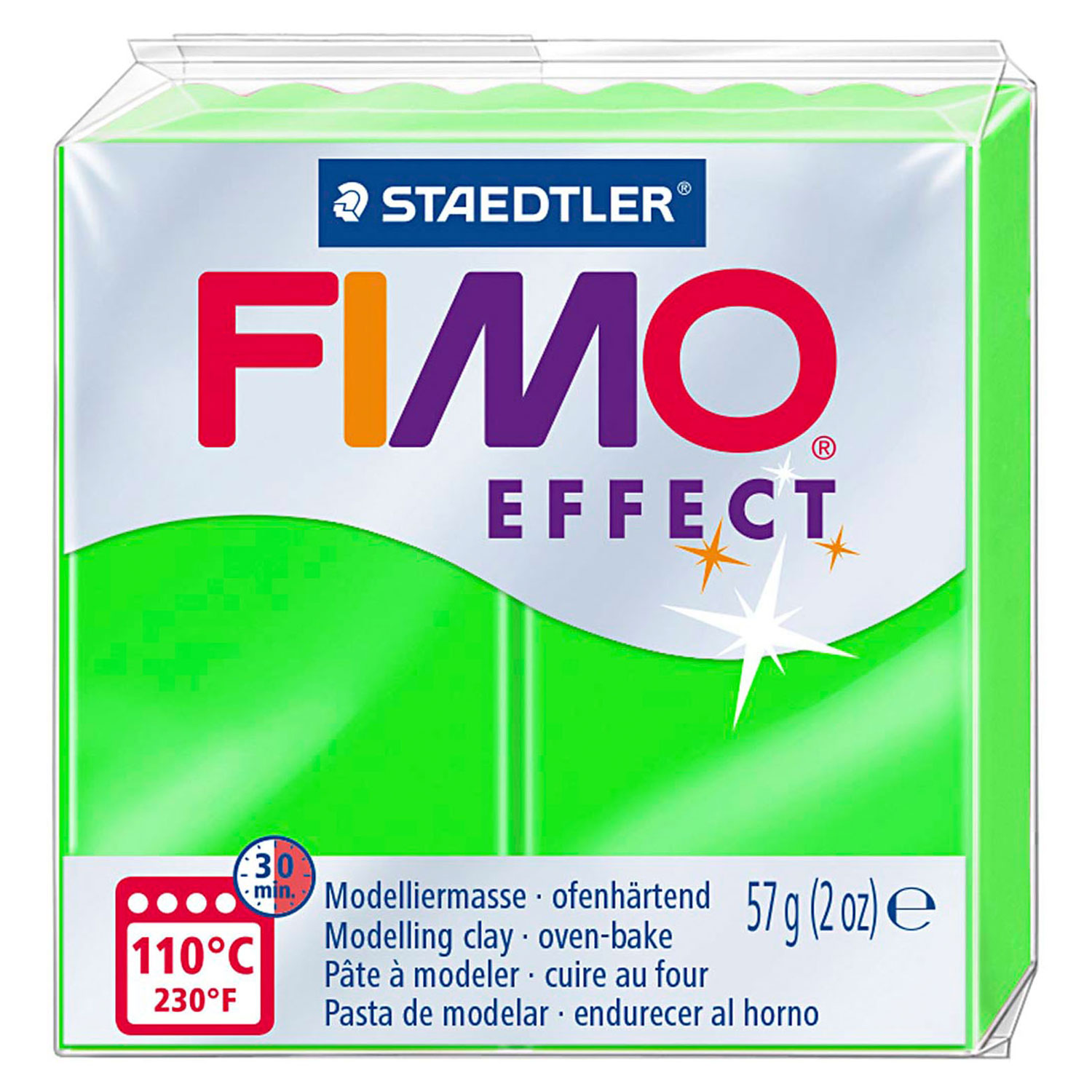 FIMO Effect Boetseerklei Neon Groen, 57gr - Klik op de afbeelding om het venster te sluiten