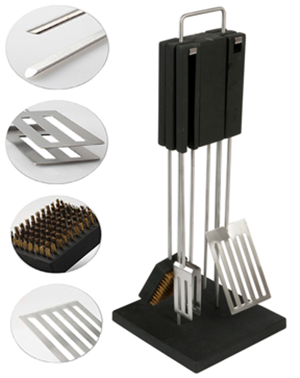 QDO Roestvrijstalen Barbecue- /Grillset Deluxe met standaard QDO Roestvrijstalen Barbecue- /Grillset Deluxe met standaard