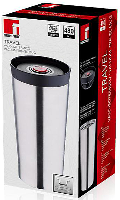 Bergner RVS reisbeker dubbelwandig 480ml Bergner RVS reisbeker dubbelwandig 480ml