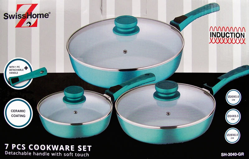 SwissHome Pannenset met afneembaar handvat SwissHome Pannenset met afneembaar handvat