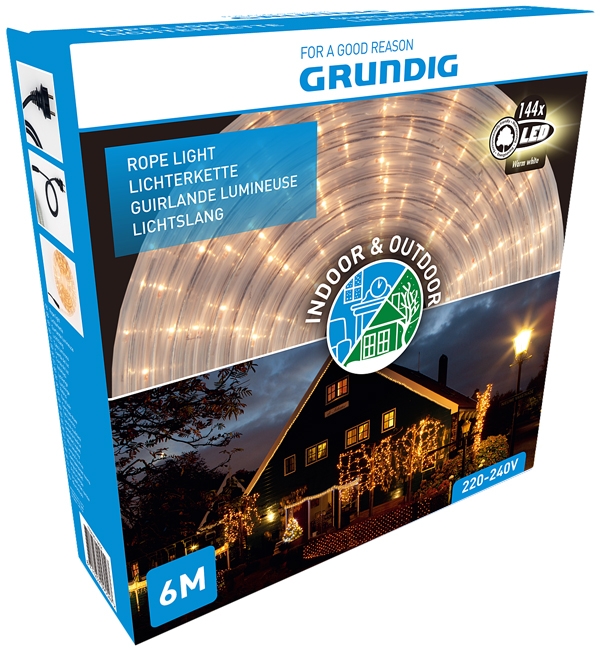 Grundig Lichtslang 6 meter - 144 LED - warm wit Grundig Lichtslang 6 meter - 144 LED - warm wit