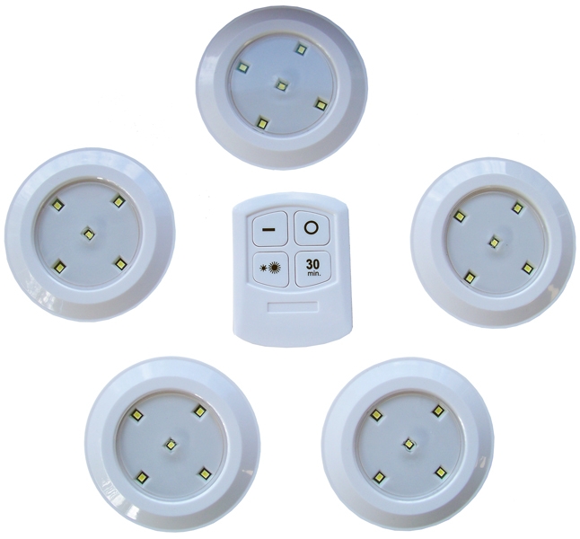 Draadloze LED-lampen - 5 spots met afstandbediening Draadloze LED-lampen - 5 spots met afstandbediening