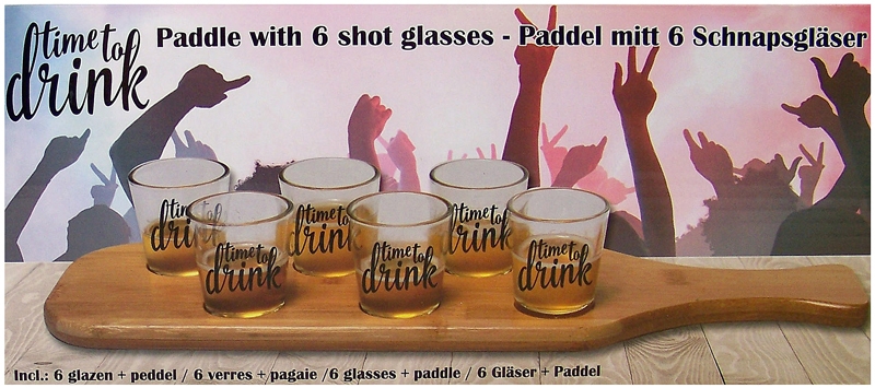 Peddel met 6 shotglazen Peddel met 6 shotglazen