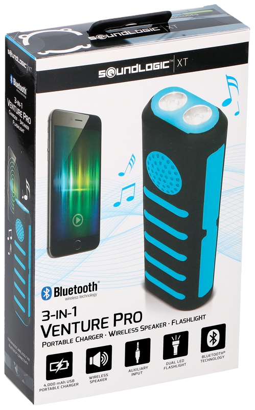 Powerbank met zaklamp en speaker blauw Powerbank met zaklamp en speaker blauw