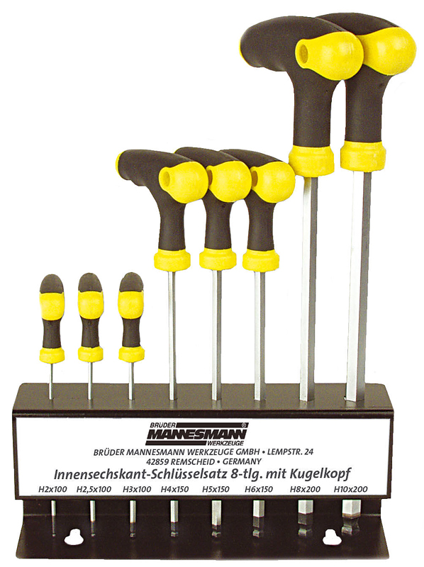 Brüder Mannesmann Kogelkop inbus T-grepen (set 8 stuks) in standaard Brüder Mannesmann Kogelkop inbus T-grepen (set 8 stuks) in standaard