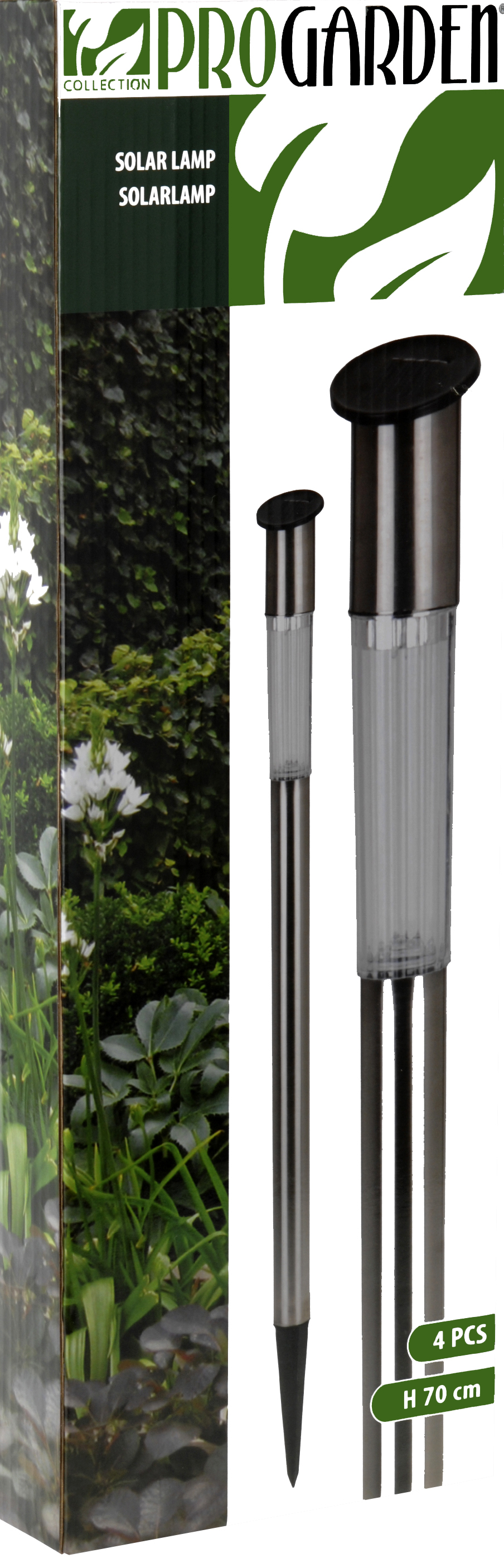 ProGarden Set van 4 RVS solarlampen (70cm) ProGarden Set van 4 RVS solarlampen (70cm)