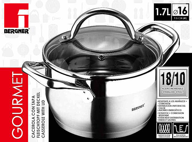 Bergner RVS 18/10 kookpan 16cm - 1,7 liter Bergner RVS 18/10 kookpan 16cm - 1,7 liter