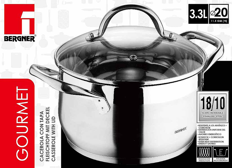 Bergner RVS 18/10 kookpan 20cm - 3,3 liter Bergner RVS 18/10 kookpan 20cm - 3,3 liter