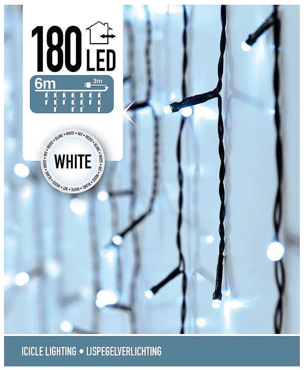 IJspegel verlichting 180 LED's 6 meter wit IJspegel verlichting 180 LED's 6 meter wit