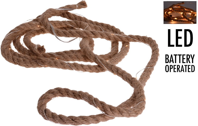 Jute touw met ledverlichting - 3 meter Jute touw met ledverlichting - 3 meter