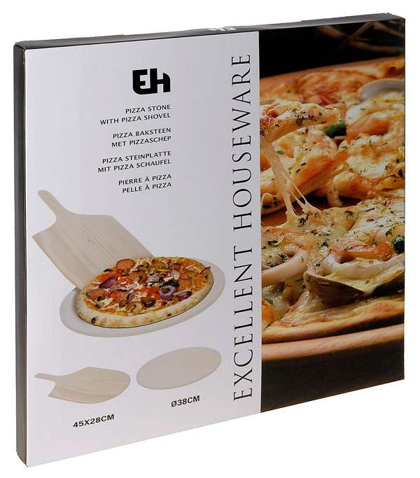 Pizza-baksteen met pizza-schep Pizza-baksteen met pizza-schep
