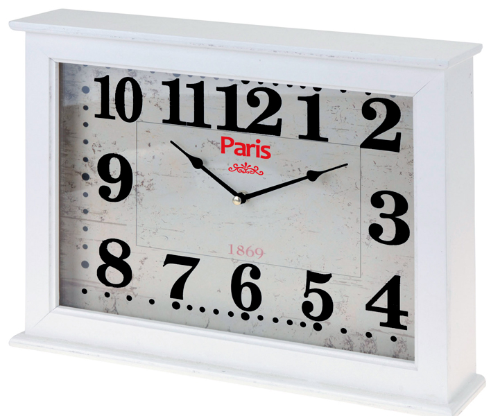 Home & Styling Wand / tafelklok "Paris" 40x30x8cm (wit) Home & Styling Wand / tafelklok "Paris" 40x30x8cm (wit)