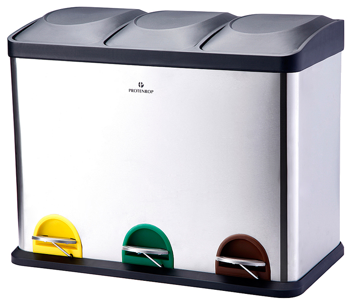 Protenrop RVS pedaalemmer met 3 compartimenten (45 l) Protenrop RVS pedaalemmer met 3 compartimenten (45 l)