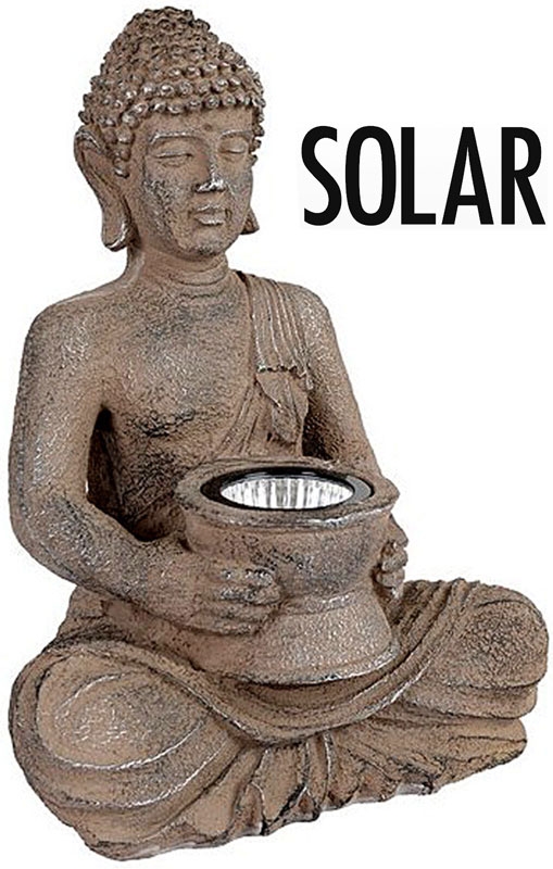 Boedha 28cm met solarlamp Boedha 28cm met solarlamp