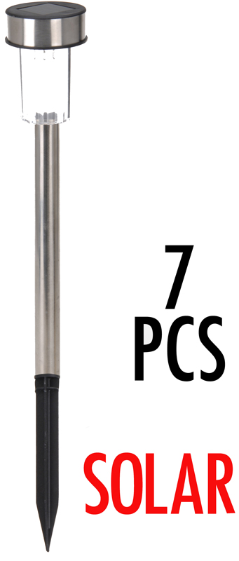 Set van 7 RVS solarlampen Set van 7 RVS solarlampen