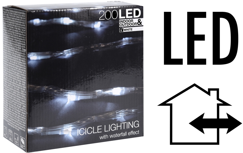 IJspegel verlichting met watervaleffect - 200 LED - 3 meter - wit IJspegel verlichting met watervaleffect - 200 LED - 3 meter - wit