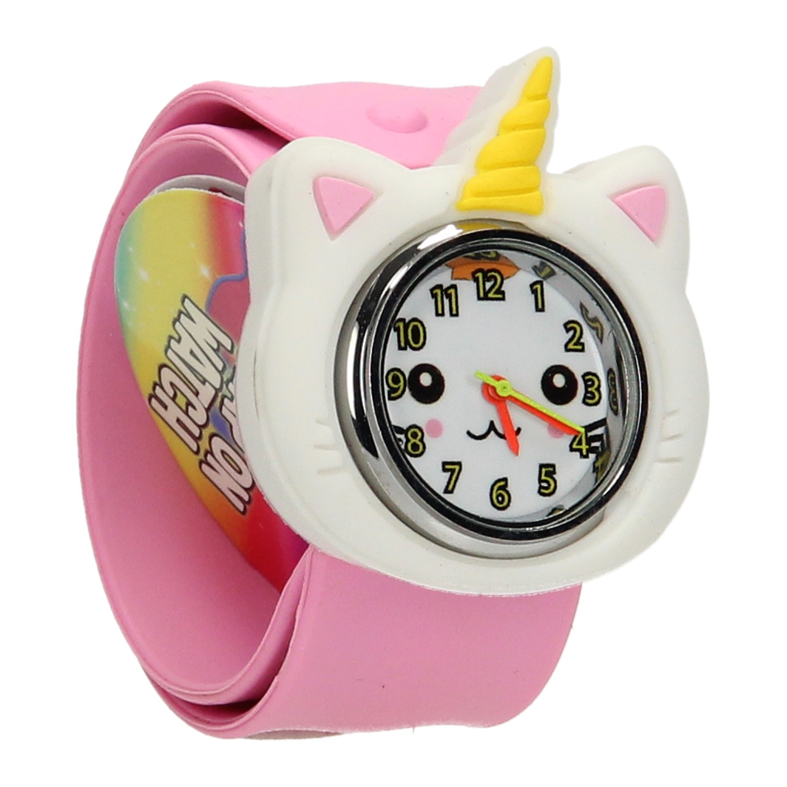 Klaparmband met Horloge - Kat met Hoorn