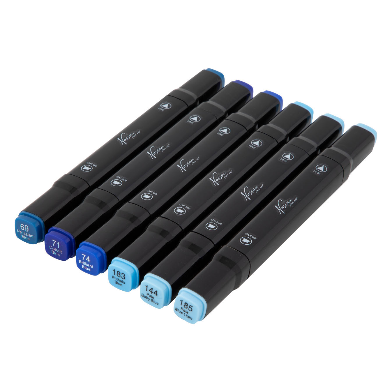 Nassau Dual Tip Markers Blauw, 6st.