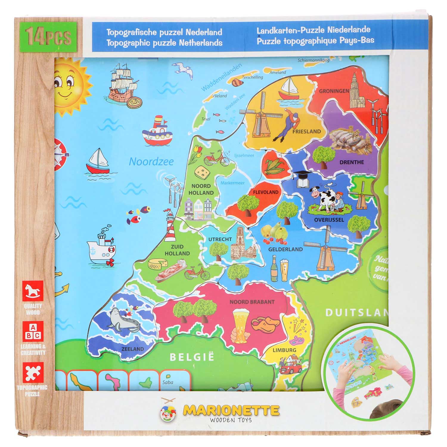 Houten Puzzel Nederland, 14st.