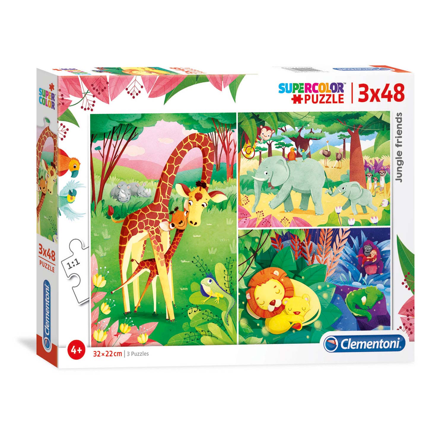 Clementoni Brilliant Puzzel Jungledieren, 3x48st.