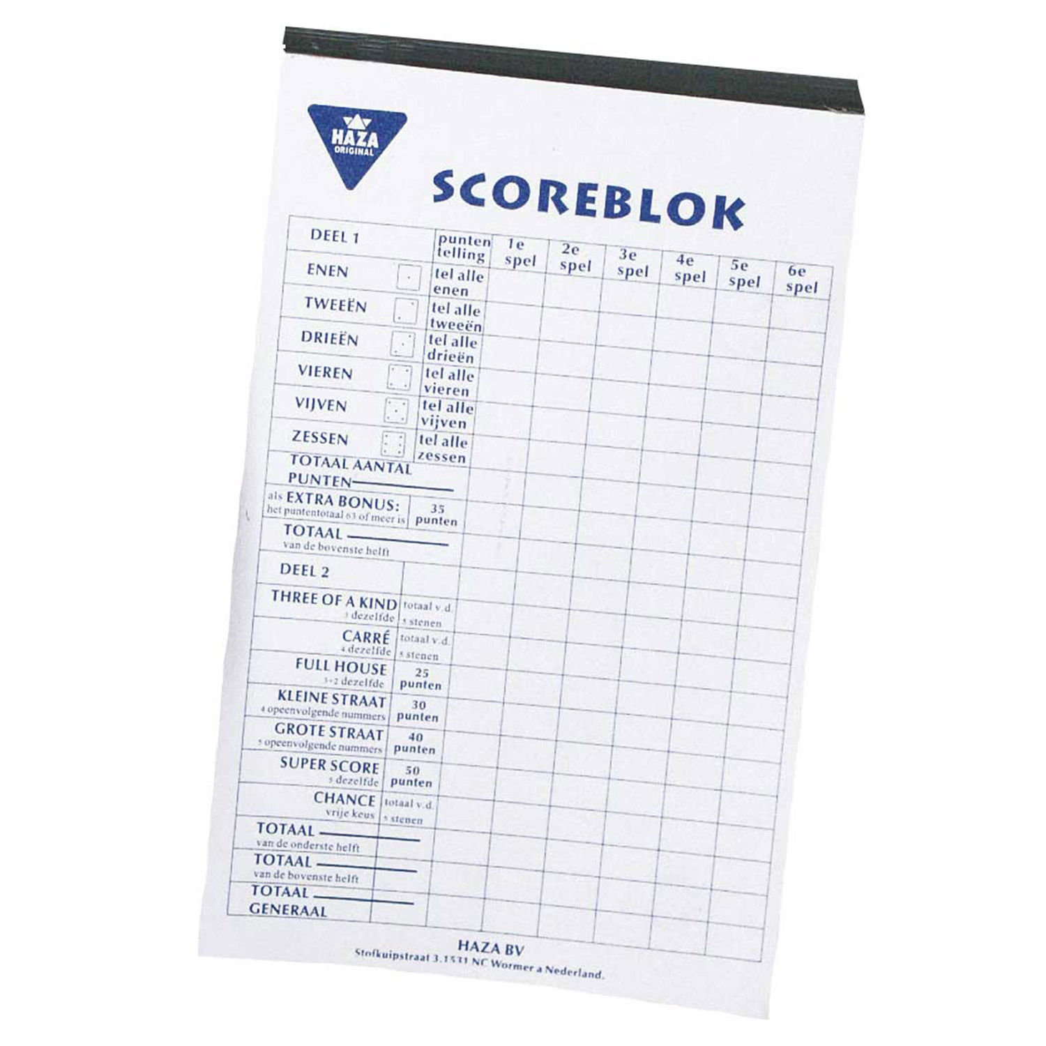 Scoreblok, 250 vellen