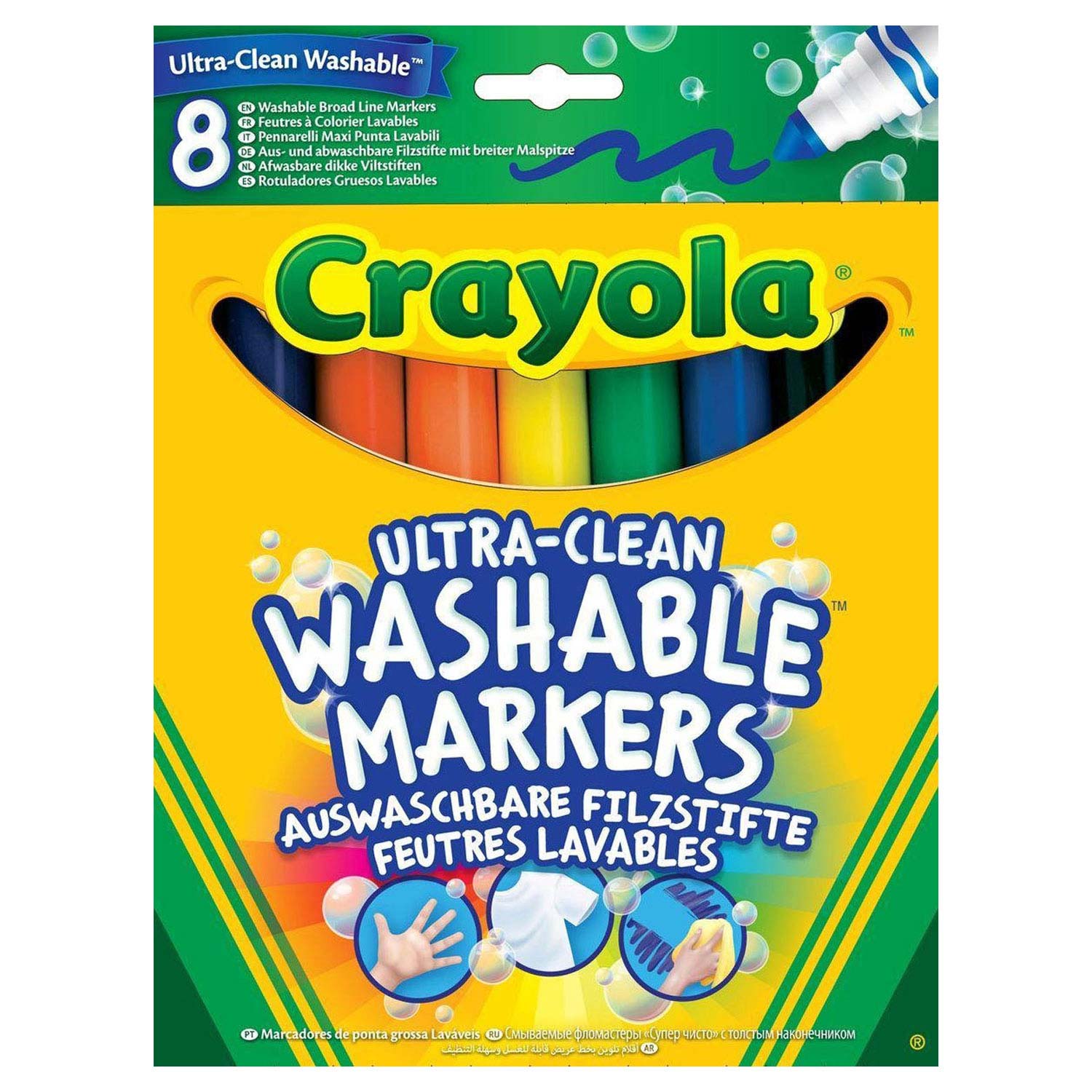 Crayola Ultra Clean Viltstiften met Kegelpunt, 8st.