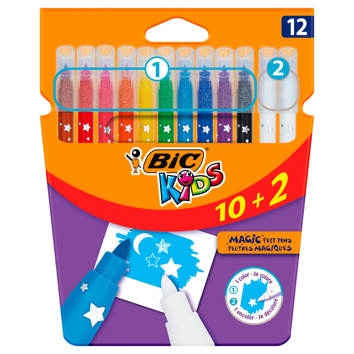 BIC Kids Kleuren & Uitwissen, 10 + 2 gratis