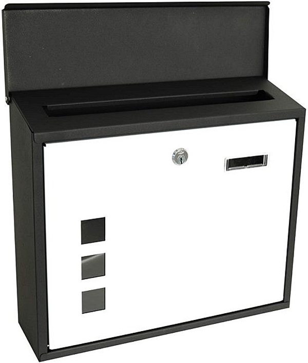 Metalen brievenbus - zwart/wit - met vensters Metalen brievenbus - zwart/wit - met vensters