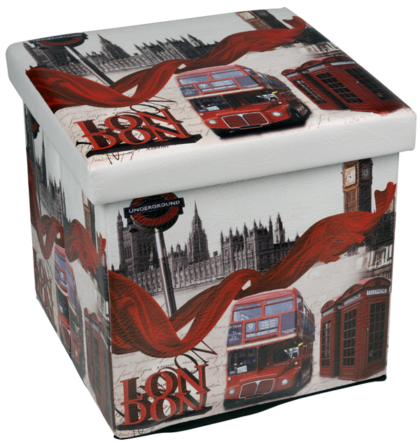 Opvouwbare poef London 38x38x38cm Opvouwbare poef London 38x38x38cm