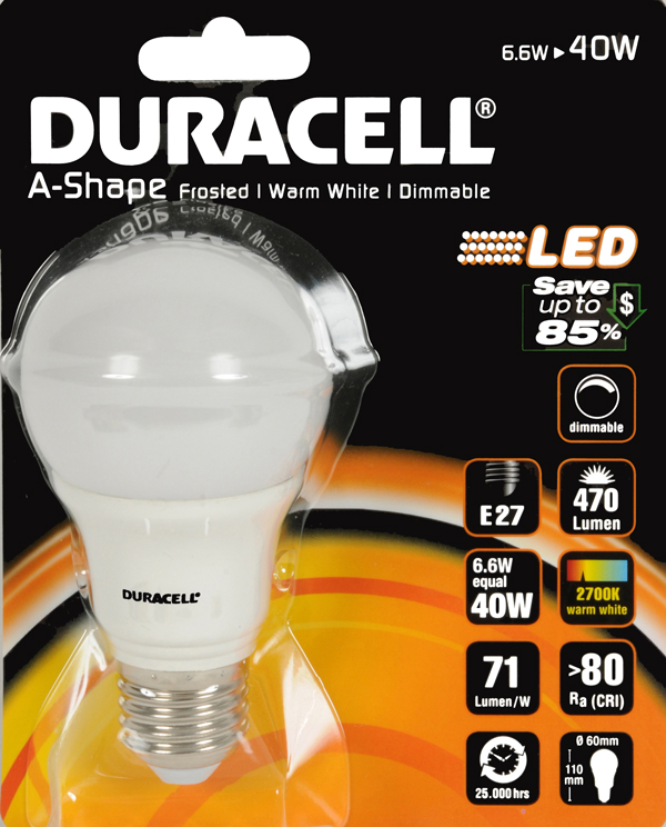 Duracell Dimbare LED-lamp 6,6W Duracell Dimbare LED-lamp 6,6W