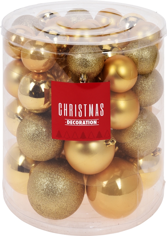 Kerstballenset - 44 stuks plastic - goud Kerstballenset - 44 stuks plastic - goud