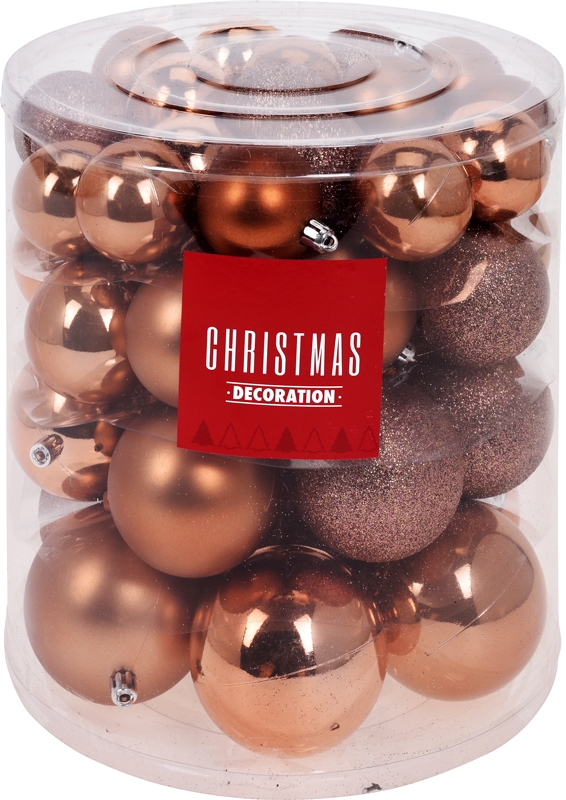 Kerstballenset - 44 stuks plastic - bruin
