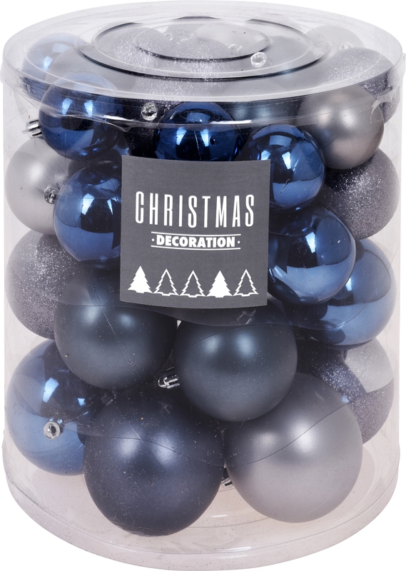Kerstballenset - 44 stuks plastic - blauwgrijs Kerstballenset - 44 stuks plastic - blauwgrijs