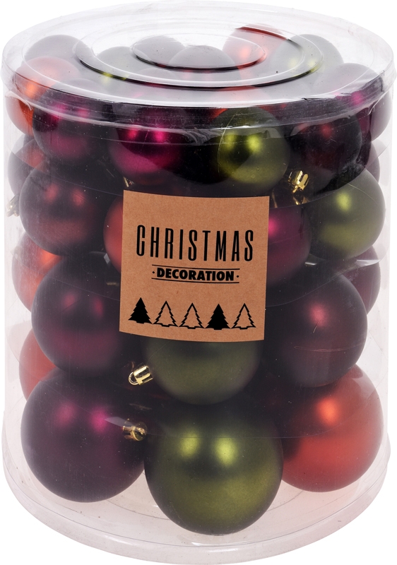 Kerstballenset - 44 stuks plastic - sfeer mix
