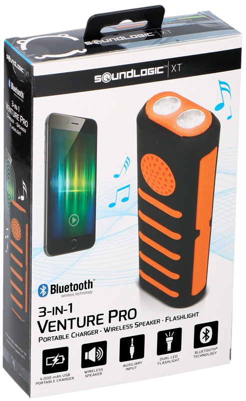 Powerbank met zaklamp en speaker oranje Powerbank met zaklamp en speaker oranje