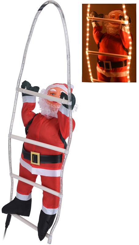 Kerstman op lichtgevende ladder - 90 cm Kerstman op lichtgevende ladder - 90 cm
