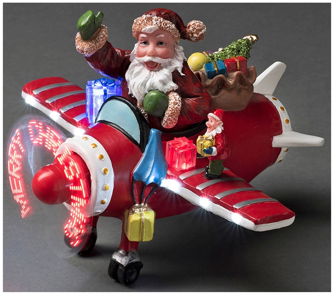 Kerstman in vliegtuig