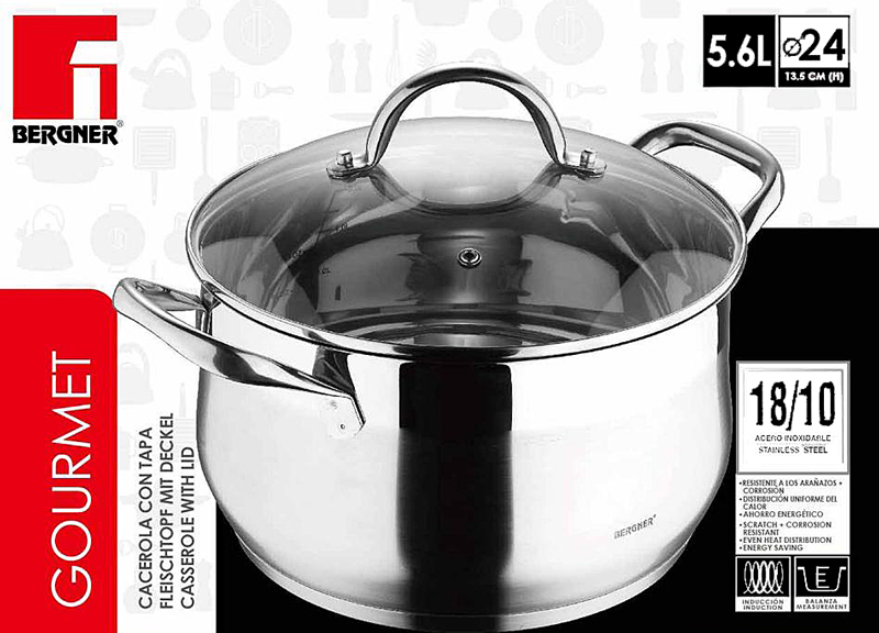 Bergner RVS 18/10 kookpan 24cm - 5,6 liter Bergner RVS 18/10 kookpan 24cm - 5,6 liter