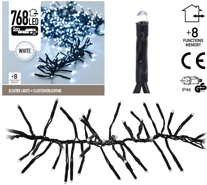 Clusterverlichting 768 LED 5.5m wit Clusterverlichting 768 LED 5.5m wit