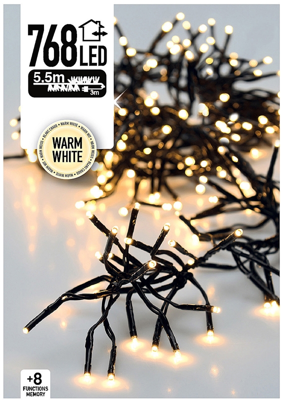 Clusterverlichting 768 LED 5.5m warm wit Clusterverlichting 768 LED 5.5m warm wit