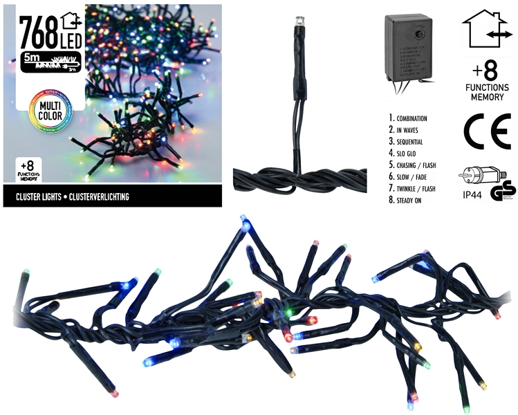 Clusterverlichting 768 LED 5.5m multicolor Clusterverlichting 768 LED 5.5m multicolor