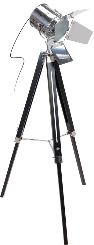 Industriële Staande Lamp - metaal en hout - 143 cm