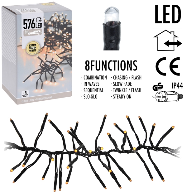 Clusterverlichting - 576 LED - 4m - extra warm wit Clusterverlichting - 576 LED - 4m - extra warm wit